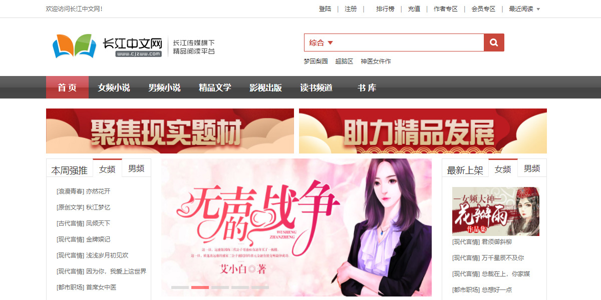 长江中文网官网截图